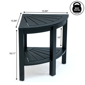 Maris 18" Classic Coastal Solid Acacia Wood Indoor/Outdoor Corner Shower Bench with Shelf
